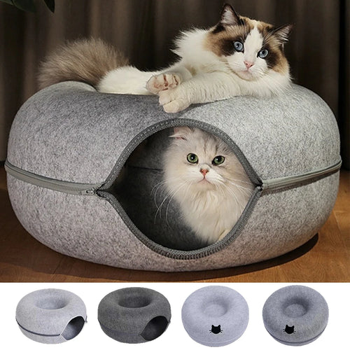 Cama Antiestrés para Gatos - Nido Donut Calmante de Fieltro