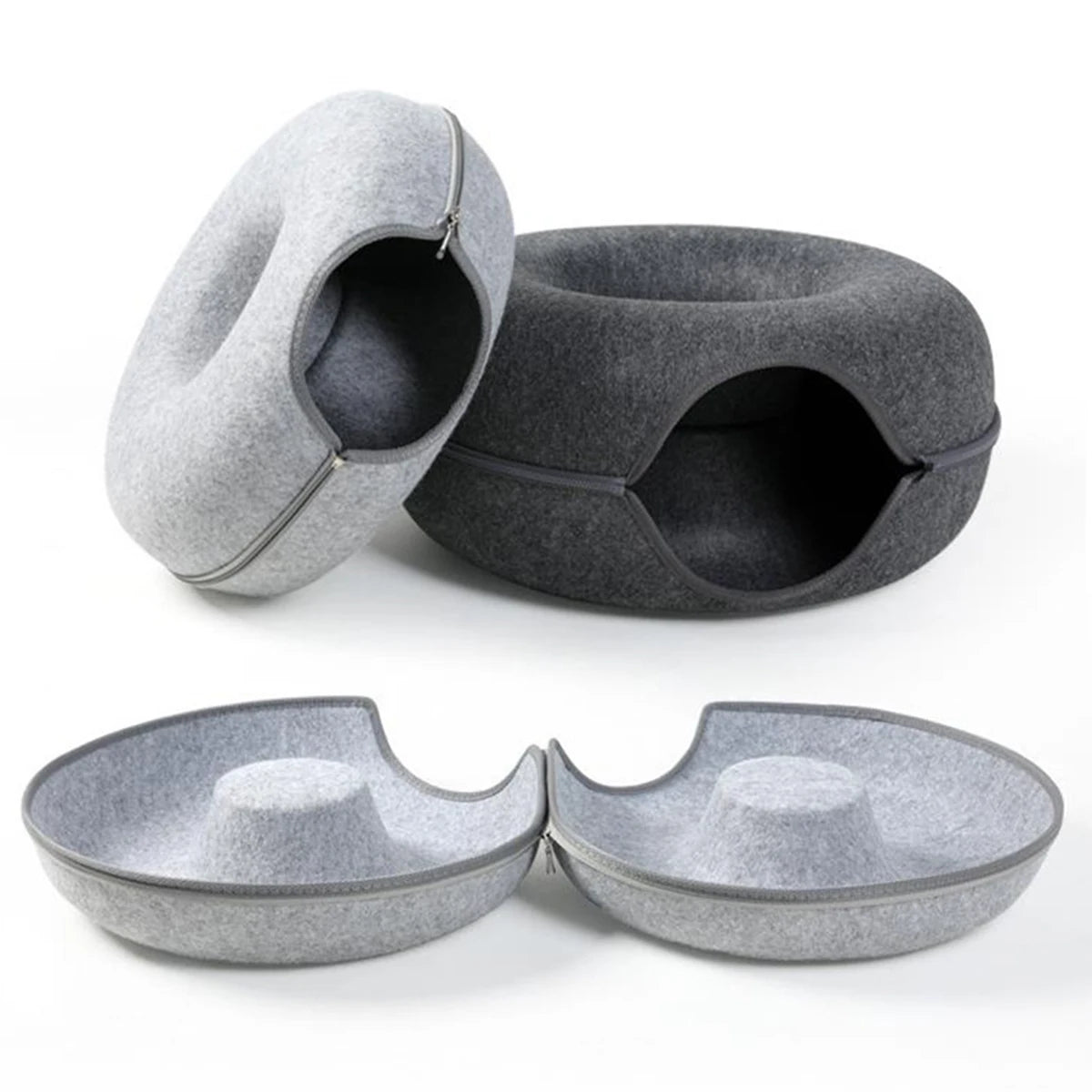 Cama Antiestrés para Gatos - Nido Donut Calmante de Fieltro